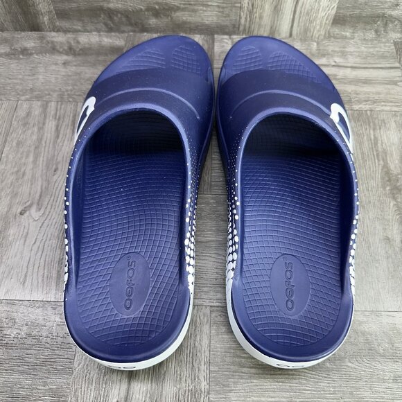 OOFOS 1500 OOahh Men size 9/Euro 42 Navy Matrix Comfort Slides - Picture 6 of 8
